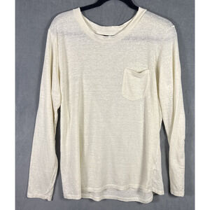 NSF Women's Linen Ivory Long Sleeve Stretch Knit‎ Tee Shirt Top Size Medium